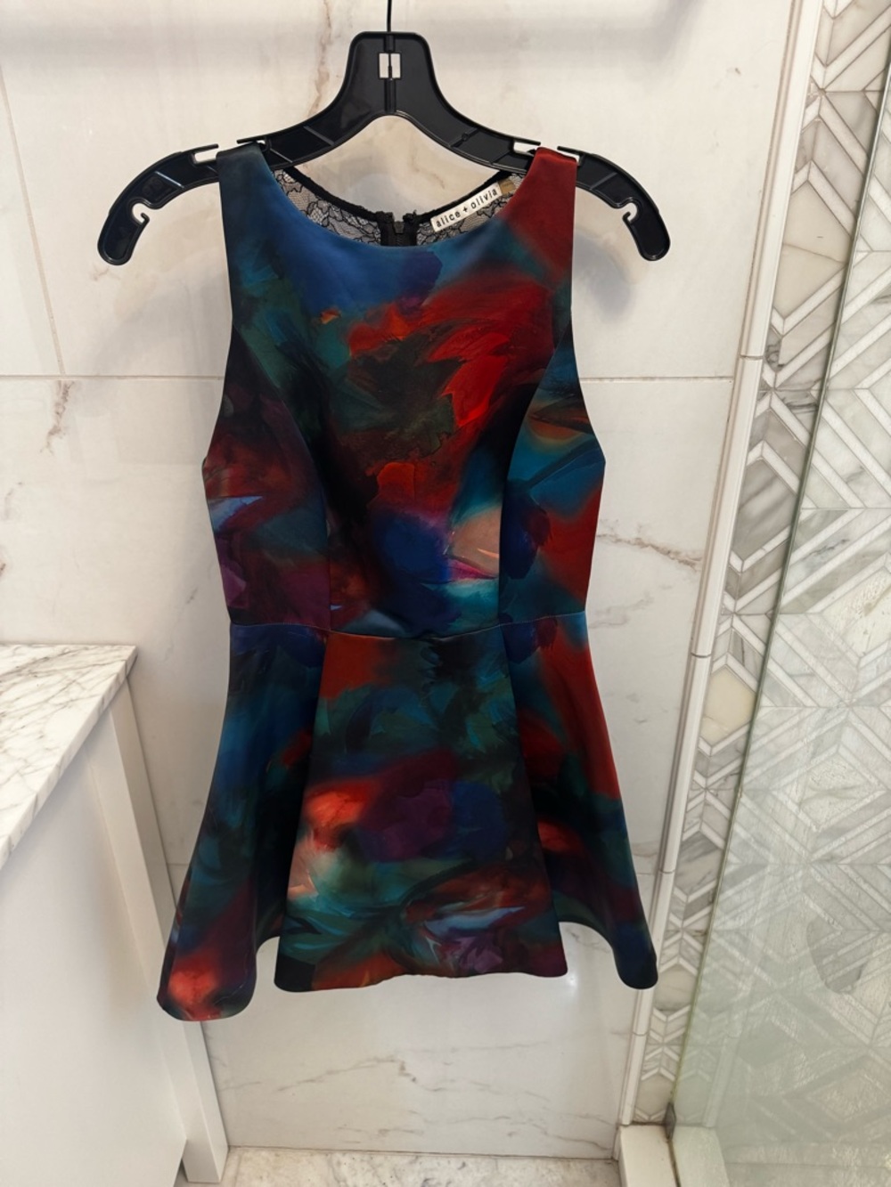 Alice + Olivia Multicolor Brushstroke Peplum Top